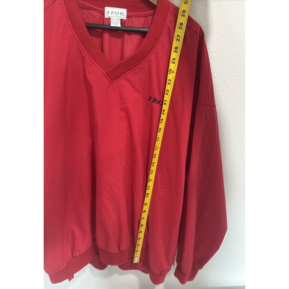 Izod‎ Red top Pull Over V-neck rain jacket Golf Hike Windbreaker - Picture 8 of 12